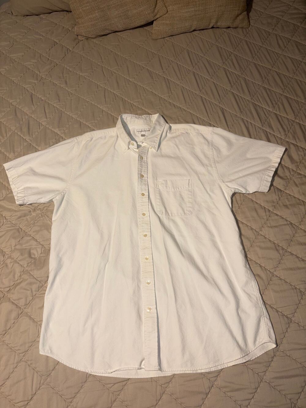 Cutter & Buck Mens XL White Button Down Short Sleeve Classic